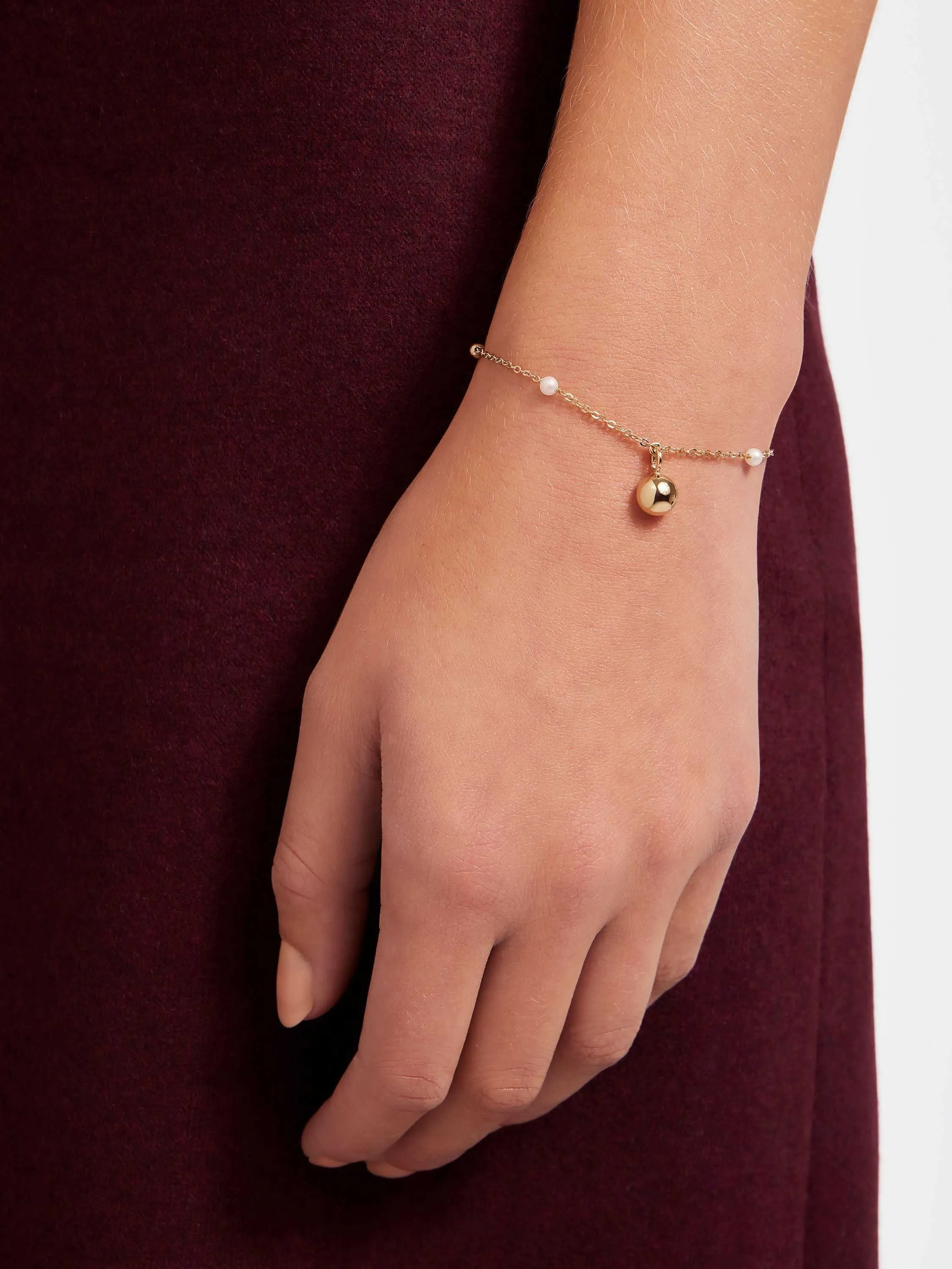 Pearl Chain Bracelet - 22 Carat Gold Gilded