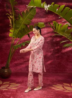 Phool Rose Pink Printed Kurta Set for Women