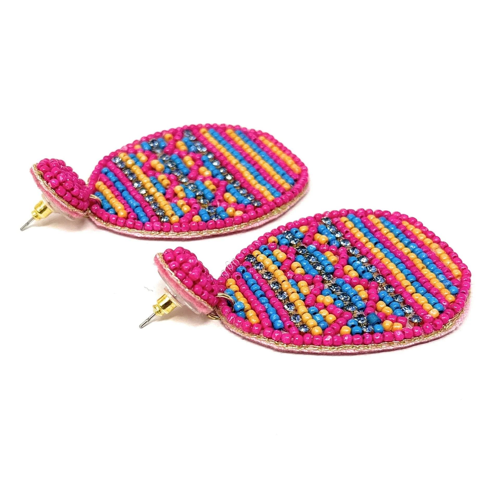 Pink Easter Egg Beaded Earrings