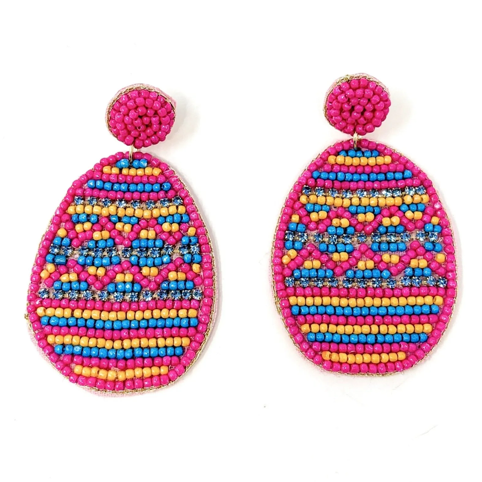 Pink Easter Egg Beaded Earrings