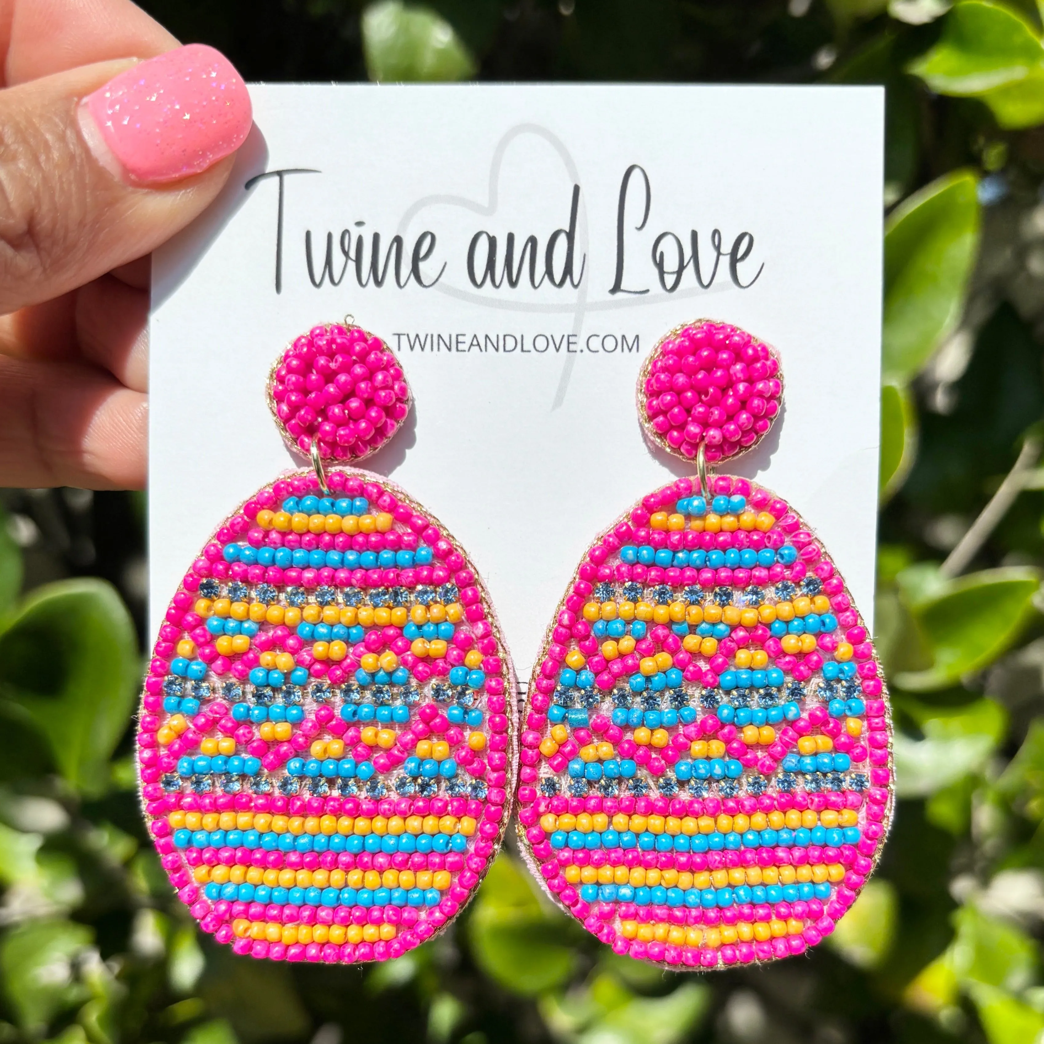 Pink Easter Egg Beaded Earrings