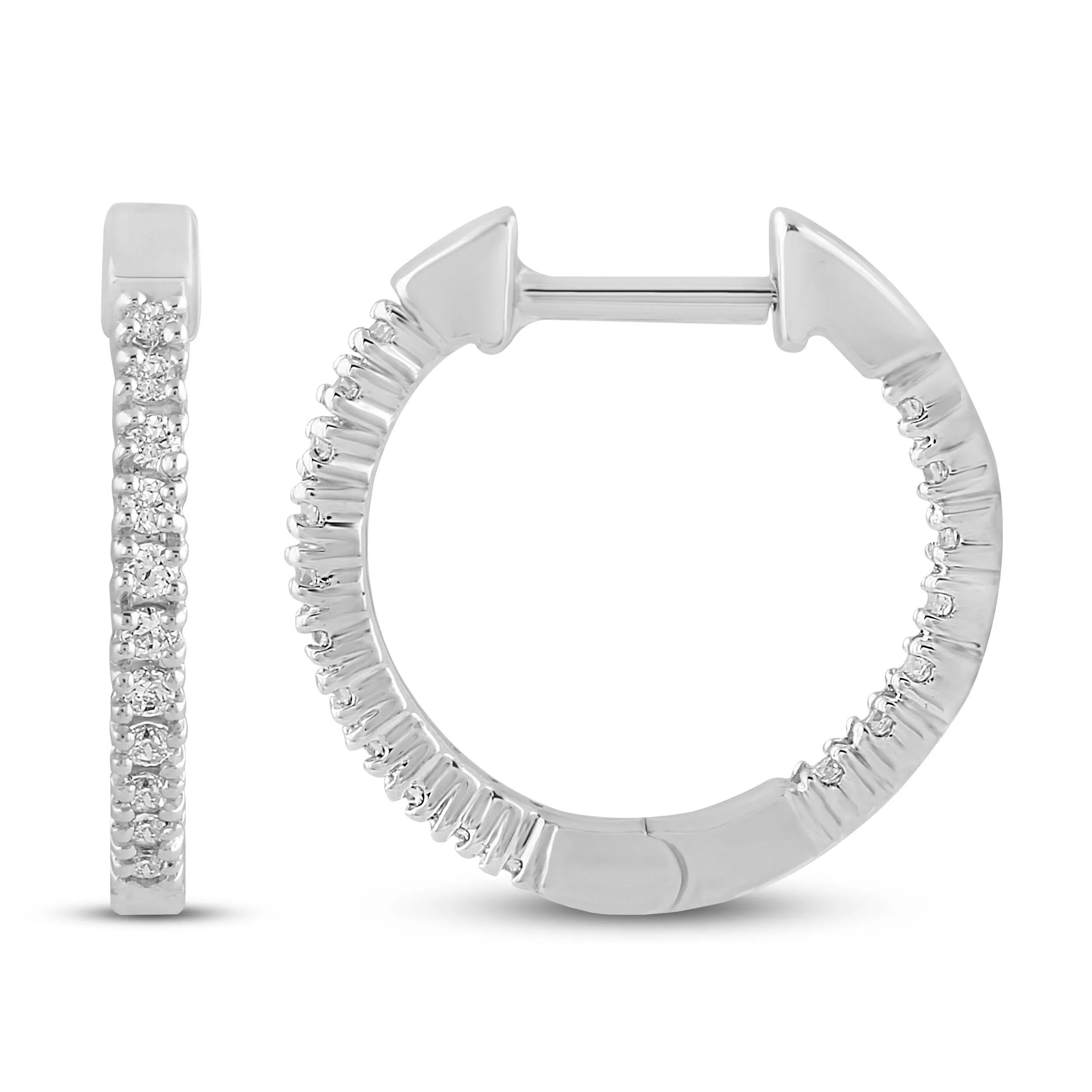 Pre-Owned Jared 1/4 ct Round Diamond Hoop Earrings in 10K White Gold