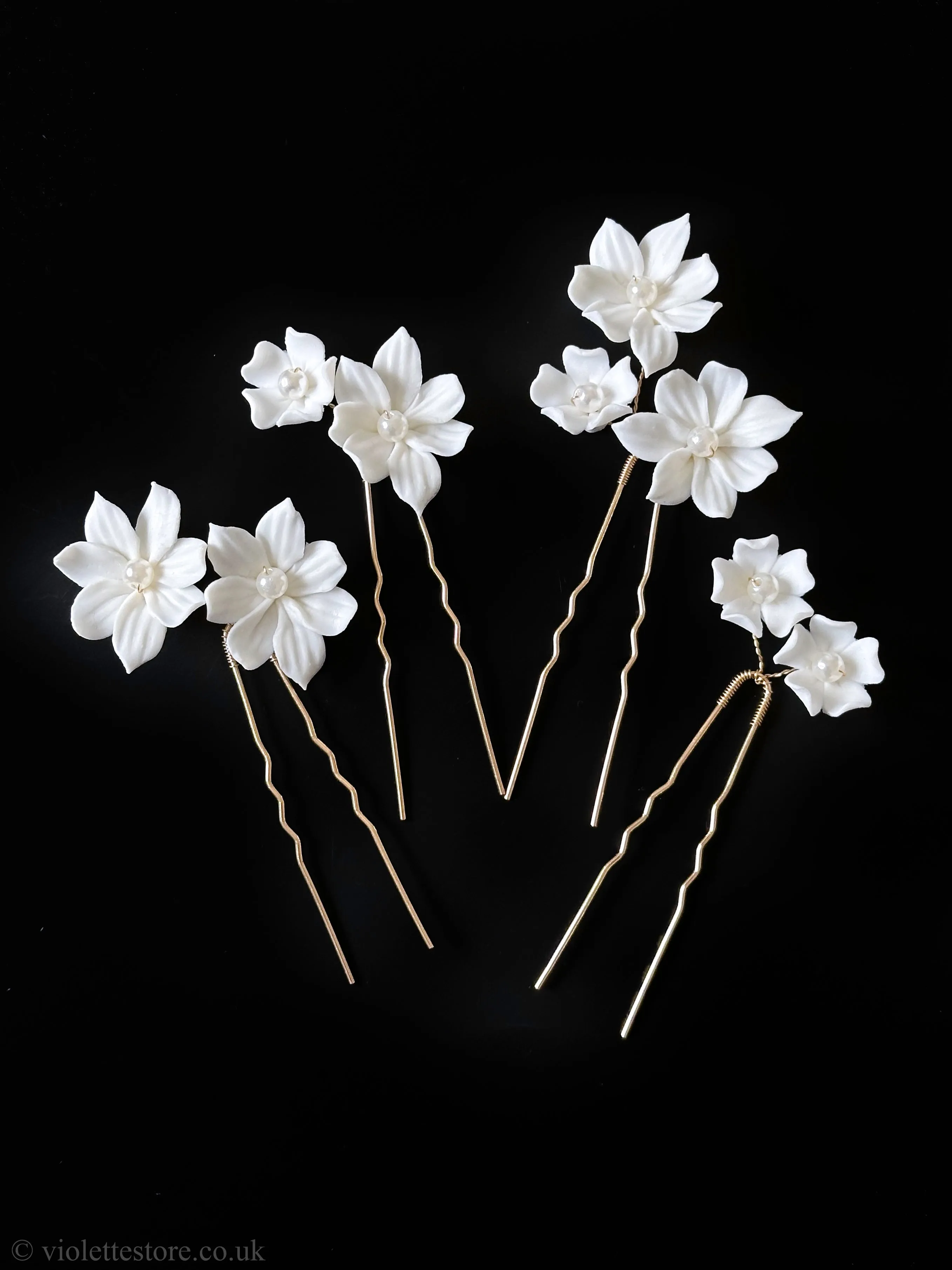 Set of 4 Ceramic Hair Pins