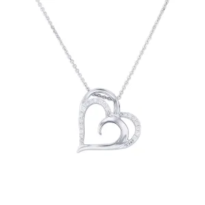 Silver Entwined Love Heart Diamond Necklace