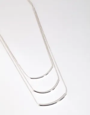 Silver Fine Plain Layered Necklace