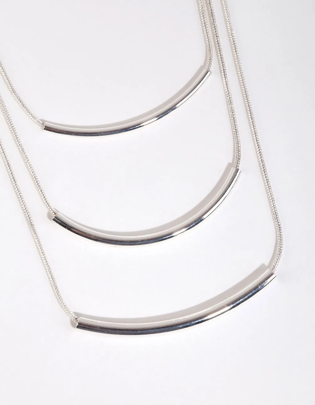 Silver Fine Plain Layered Necklace