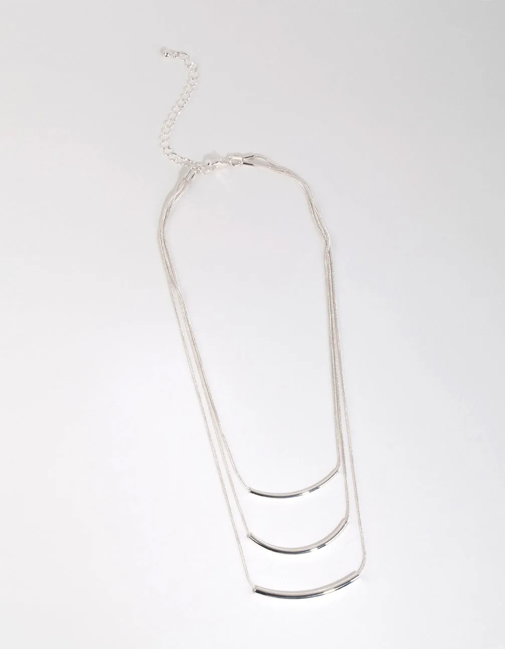 Silver Fine Plain Layered Necklace