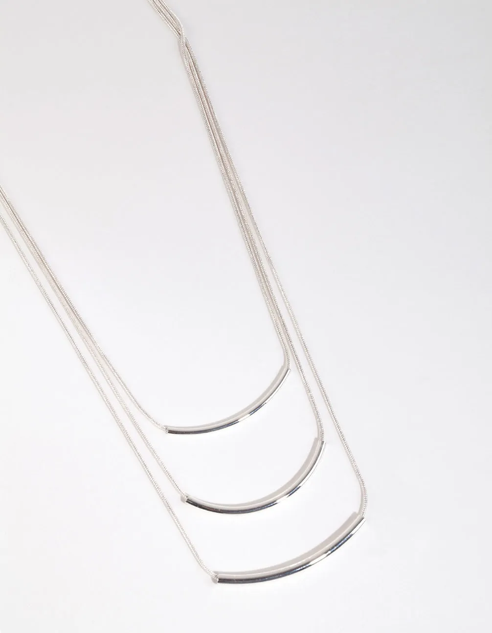 Silver Fine Plain Layered Necklace