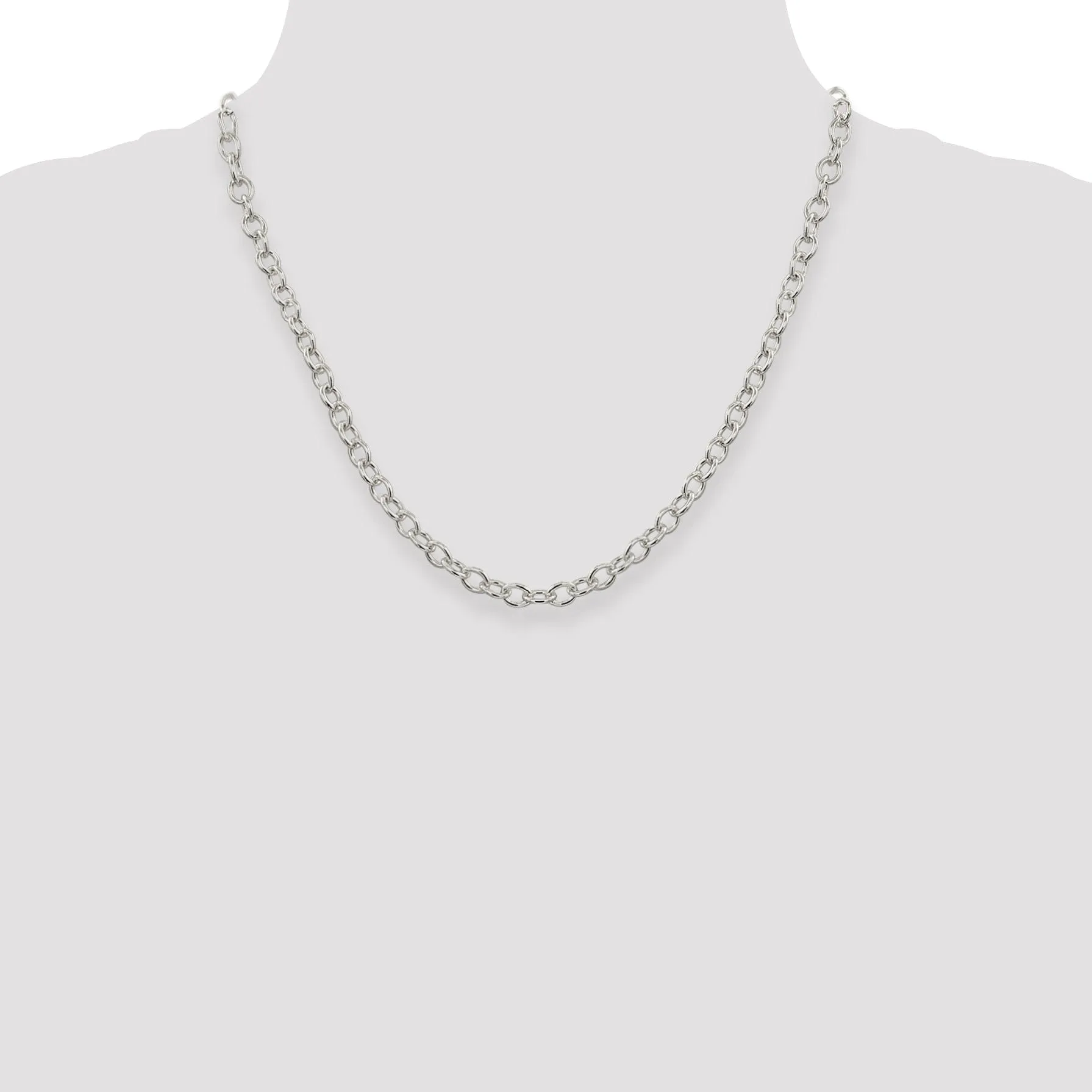 Silver Polished 5.75-mm Oval Cable Chain