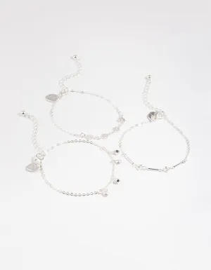 Silver Star & Pearl Droplet Charm Bracelet Pack