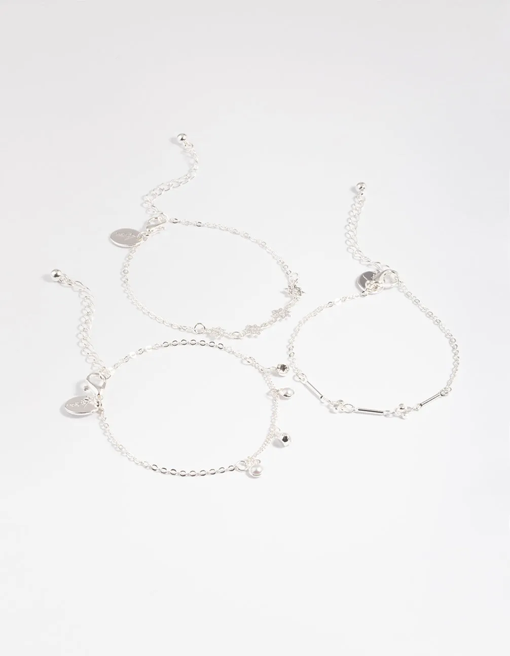 Silver Star & Pearl Droplet Charm Bracelet Pack