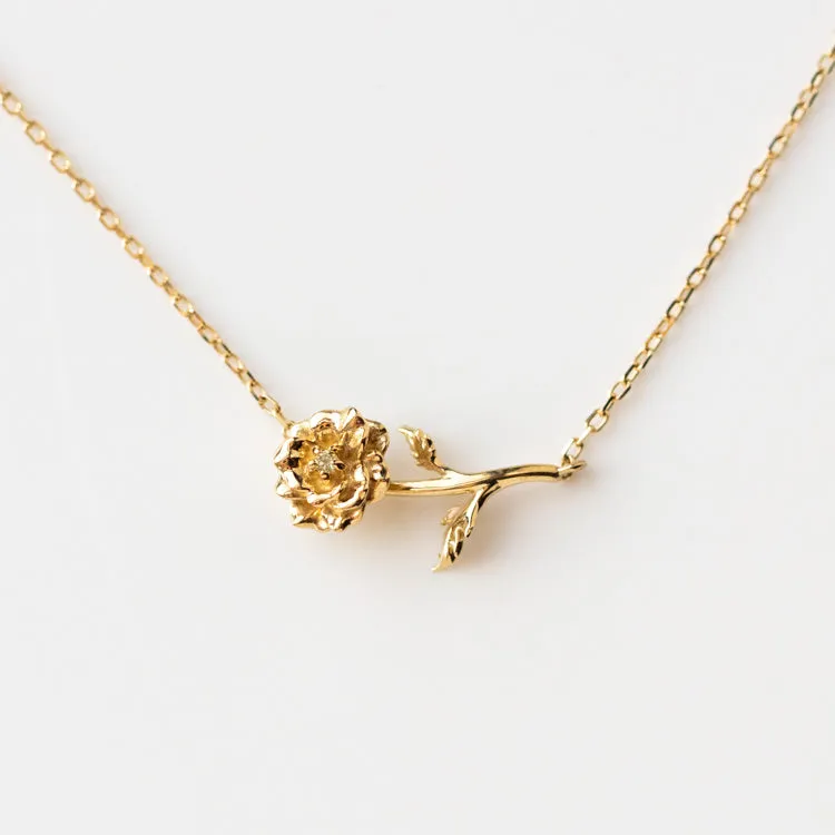 Solid Gold Birth Flower Necklace