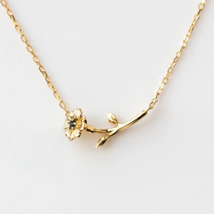 Solid Gold Birth Flower Necklace