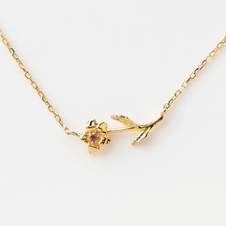 Solid Gold Birth Flower Necklace