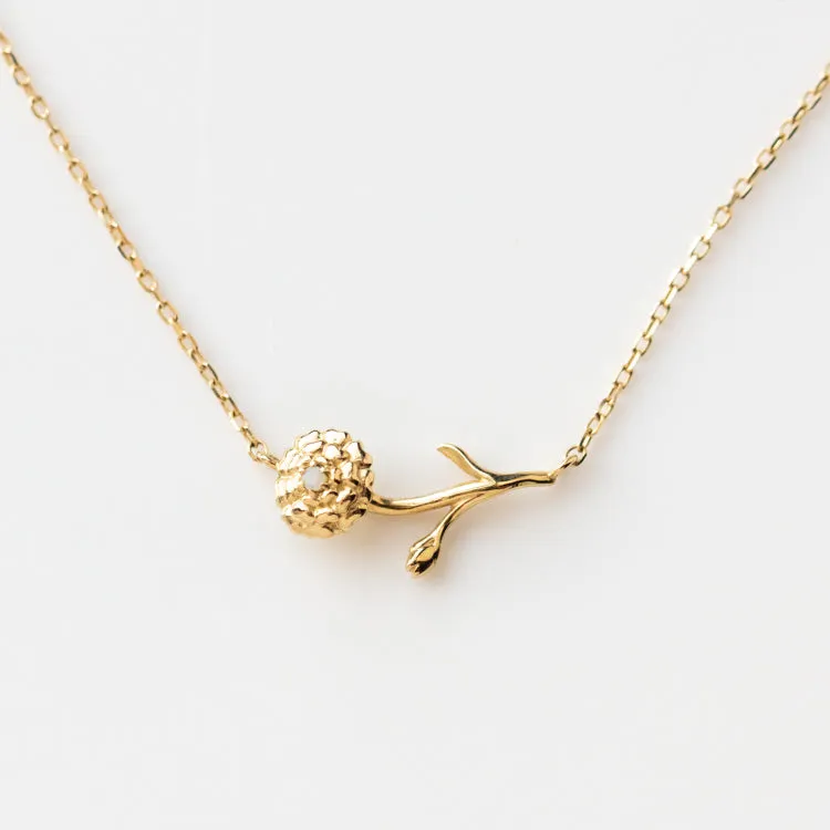 Solid Gold Birth Flower Necklace