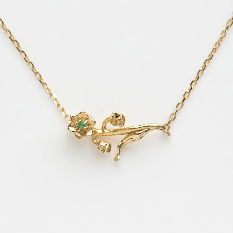 Solid Gold Birth Flower Necklace