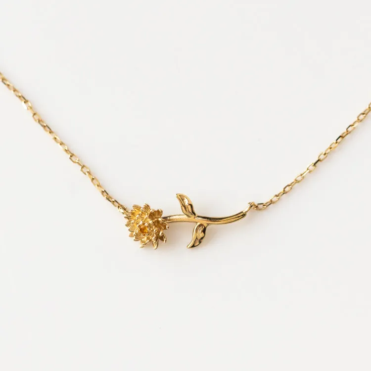 Solid Gold Birth Flower Necklace