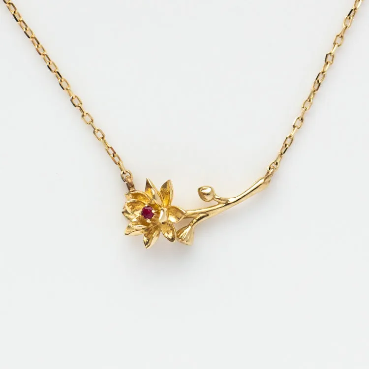 Solid Gold Birth Flower Necklace