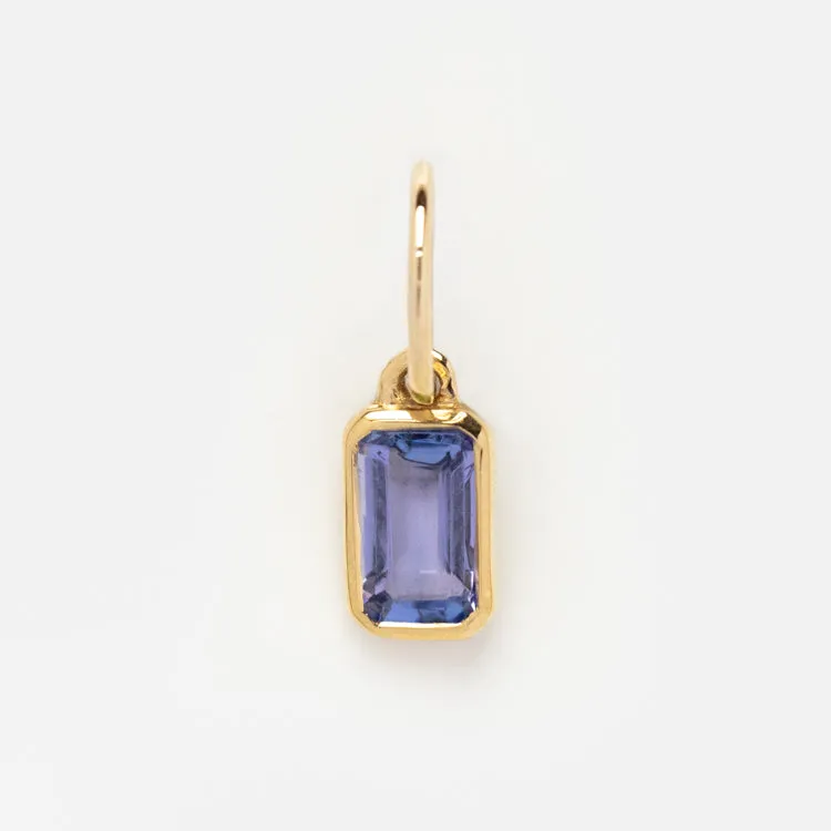 Solid Gold Birthstone Baguette Charm