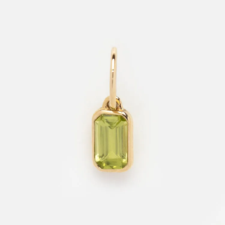 Solid Gold Birthstone Baguette Charm