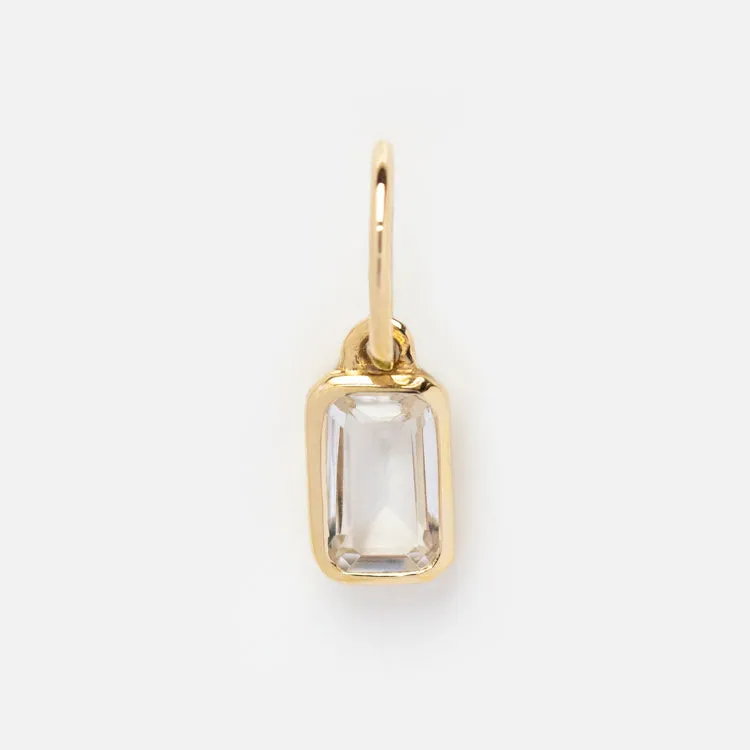 Solid Gold Birthstone Baguette Charm