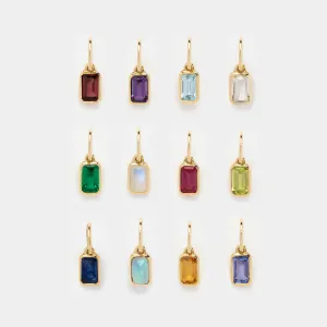 Solid Gold Birthstone Baguette Charm