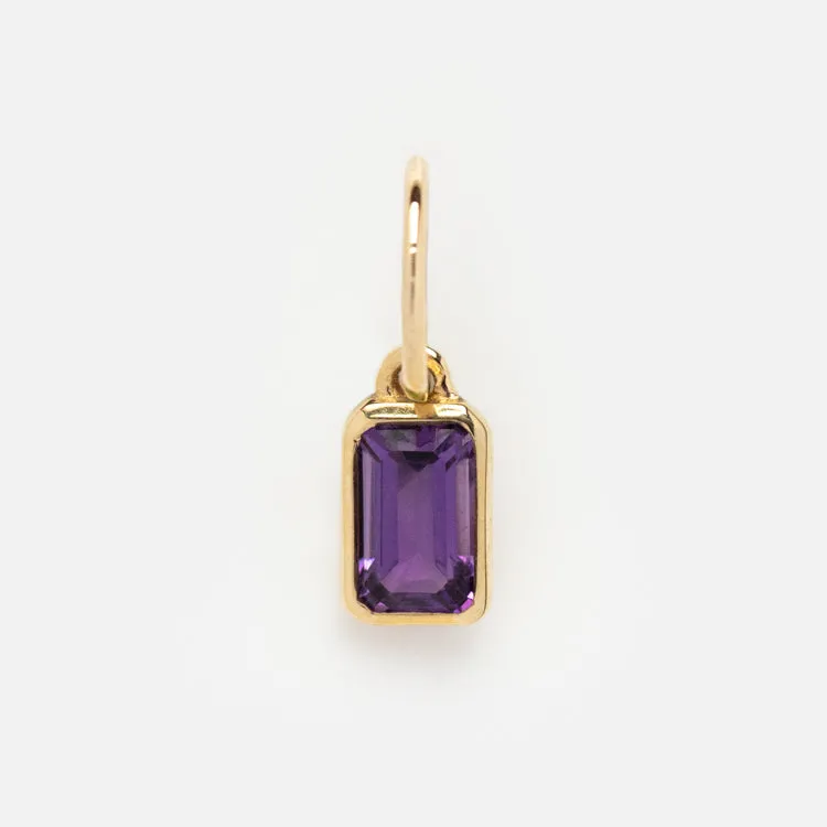 Solid Gold Birthstone Baguette Charm