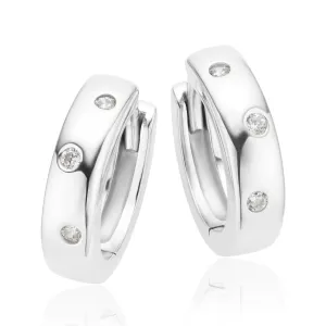 Sterling Silver Round Cut White Cubic Zirconia Huggie Earrings