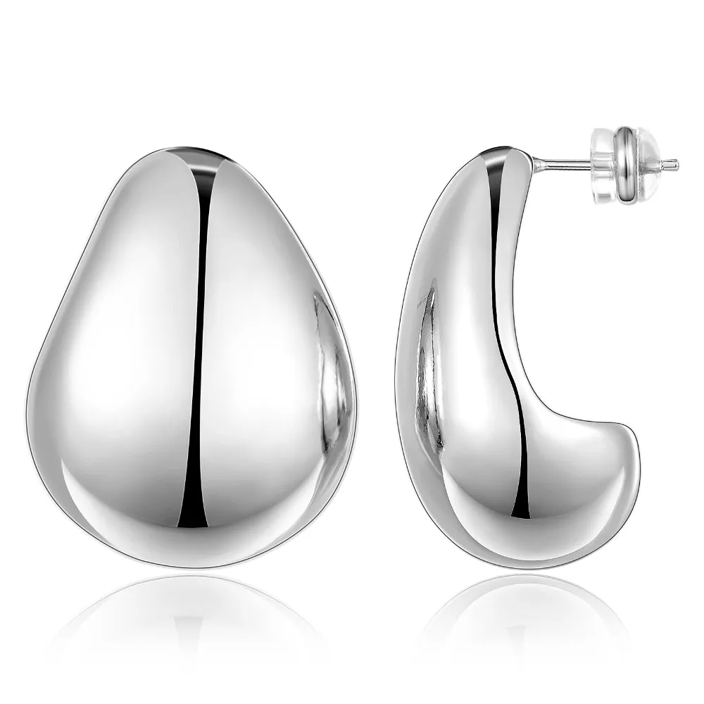 Thick Chunky Dome Hoop Earrings with S925 Post