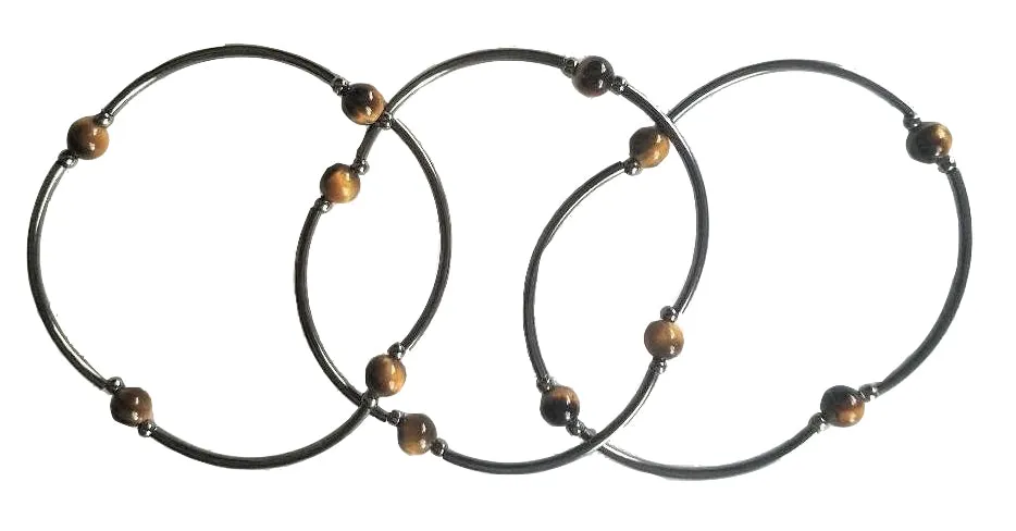 Tiger's Eye Skinny Bracelet Set