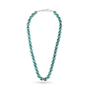 Timeless Natural Peacock Green Pearl Necklace| 925 Silver - From Purl