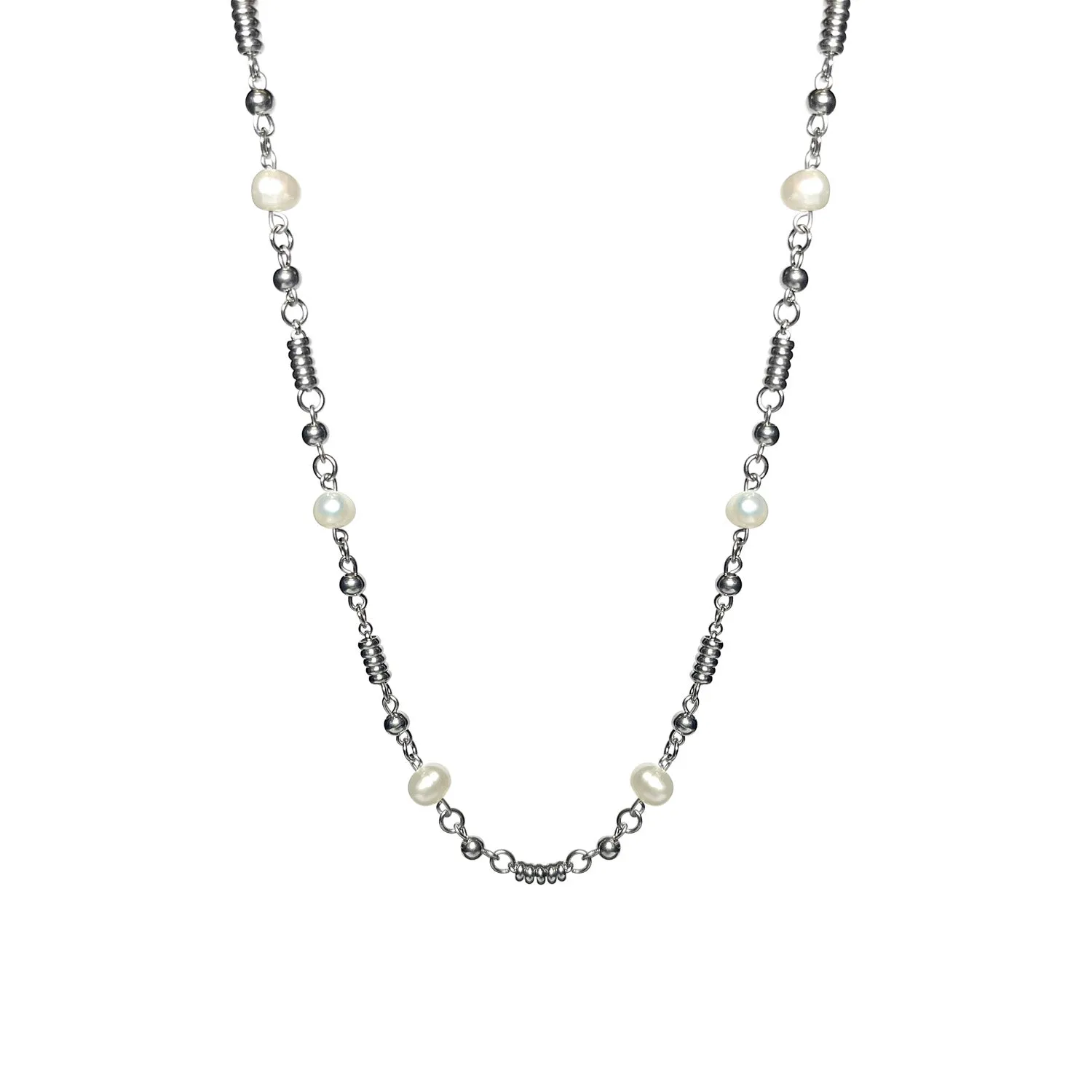 Timeless Silver Pearl Necklace