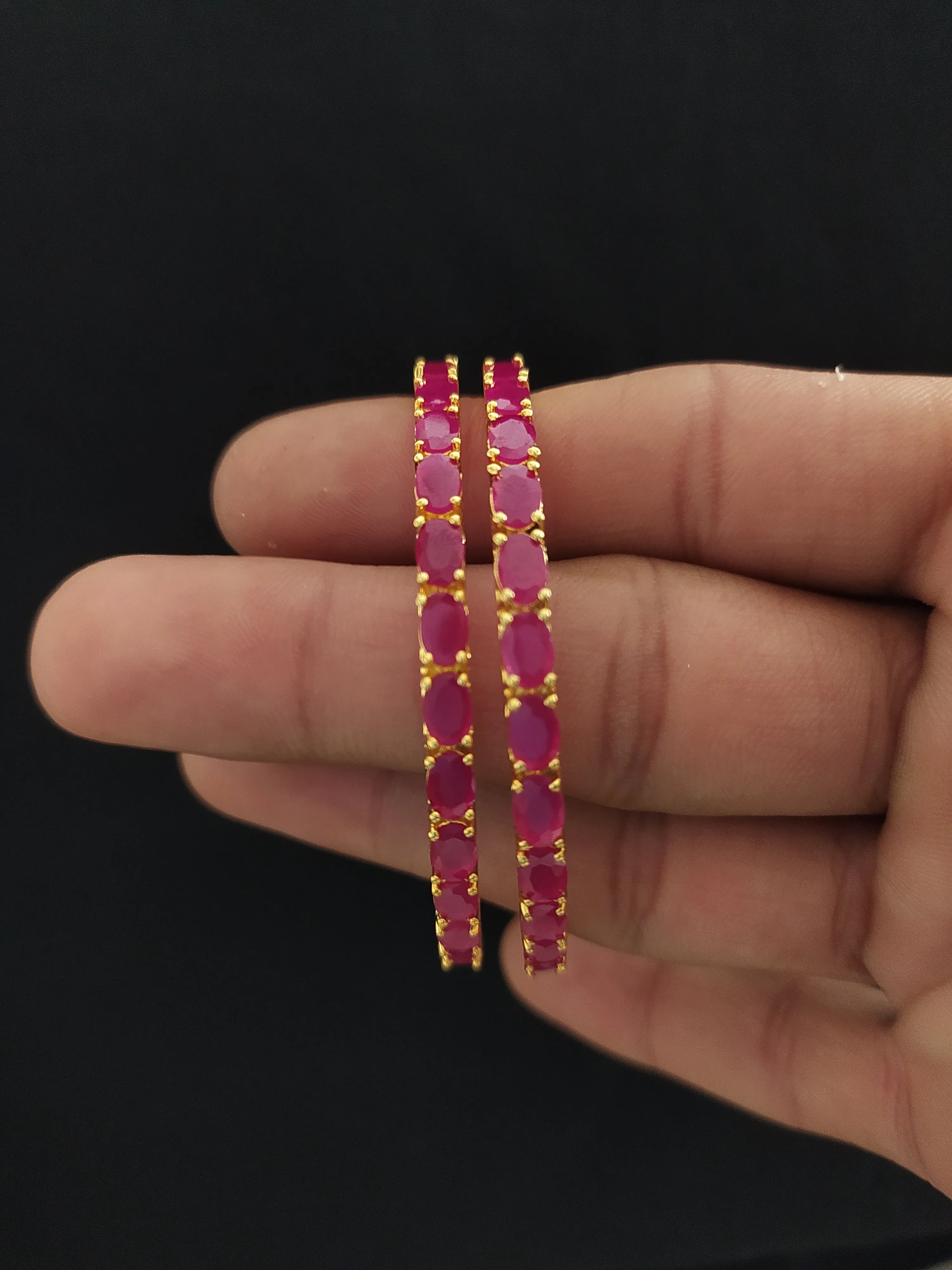 Unleash Your Inner Radiance with Gold-Plated Zircon Bangles with Ruby Elegance