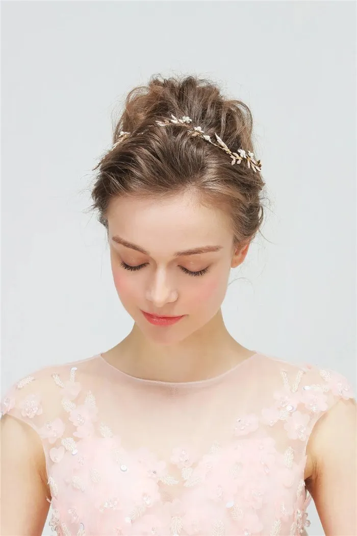 V160. rose gold bridal leaf hair vine and pins for bride, wedding bridal Headpiece