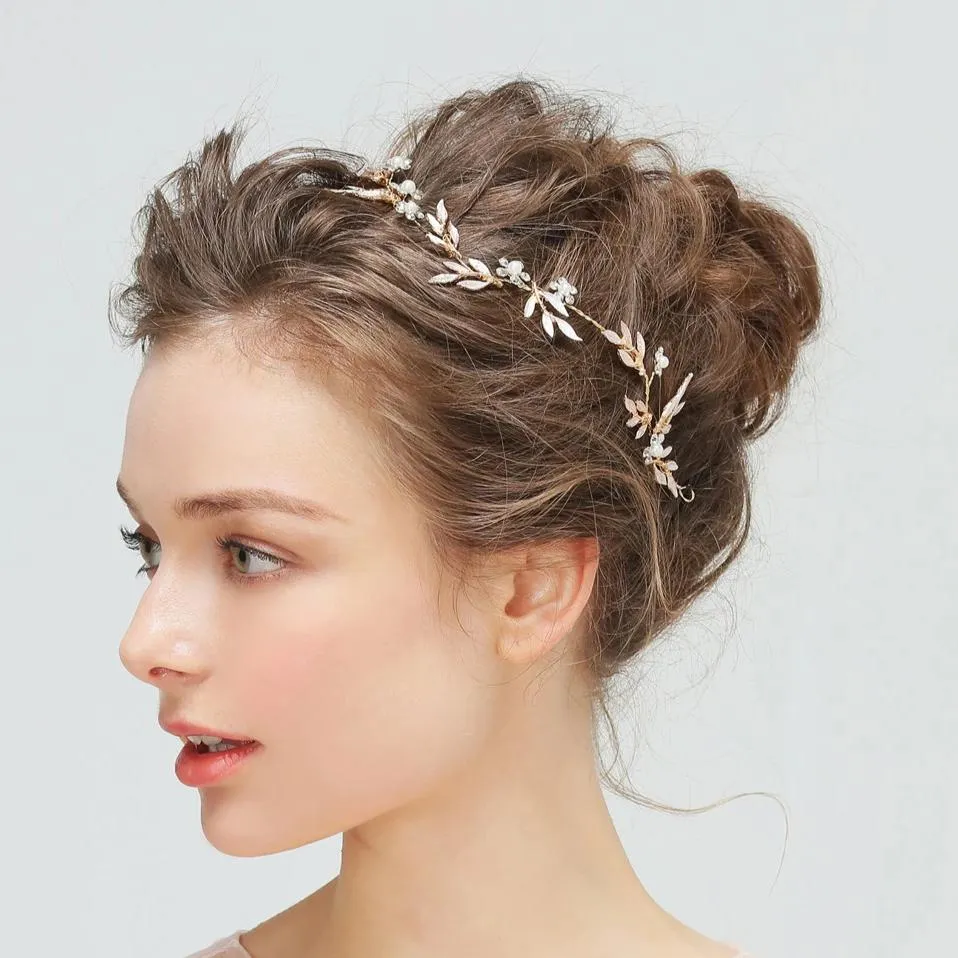 V160. rose gold bridal leaf hair vine and pins for bride, wedding bridal Headpiece