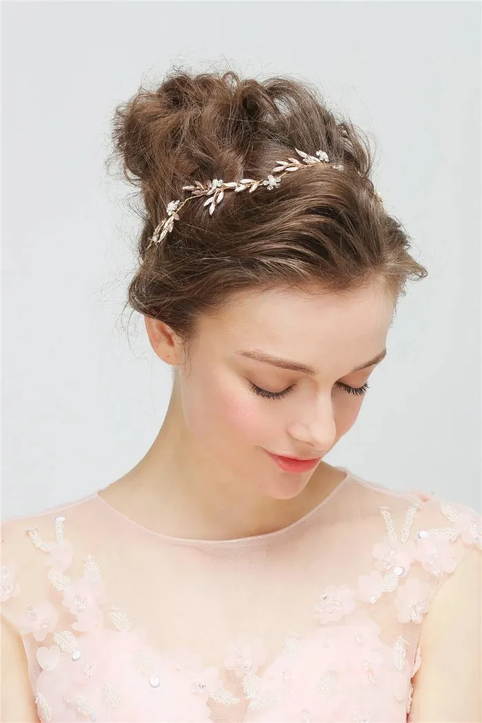 V160. rose gold bridal leaf hair vine and pins for bride, wedding bridal Headpiece